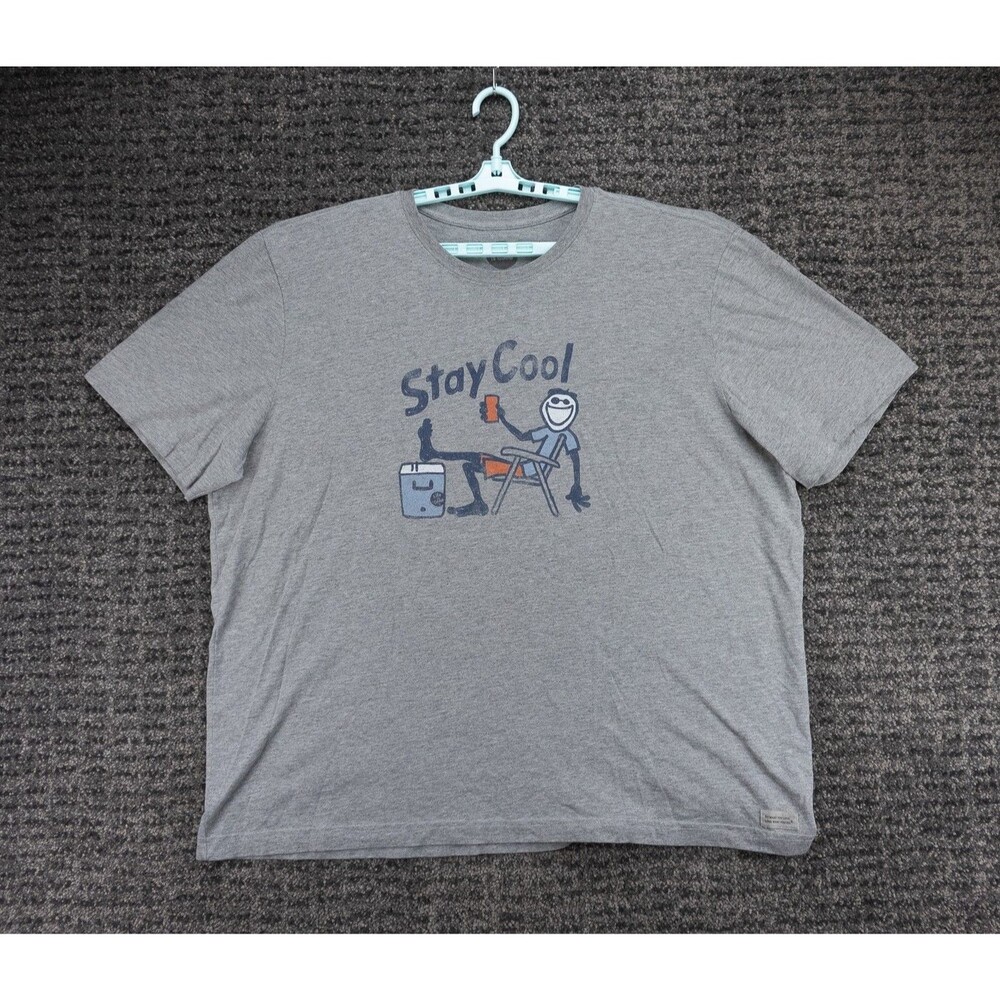 Life Is Good T-Shirt Mens 3XL Gray Stay Cool Graphic Crusher Tee Short Sleeve